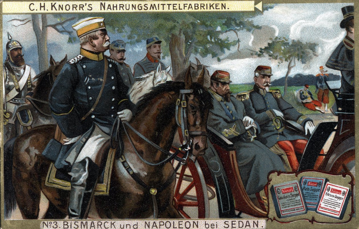 La battaglia di Sedan, guerra del 1870: il generale Otto von Bismarck (1815-1898), re di Prussia scortò l