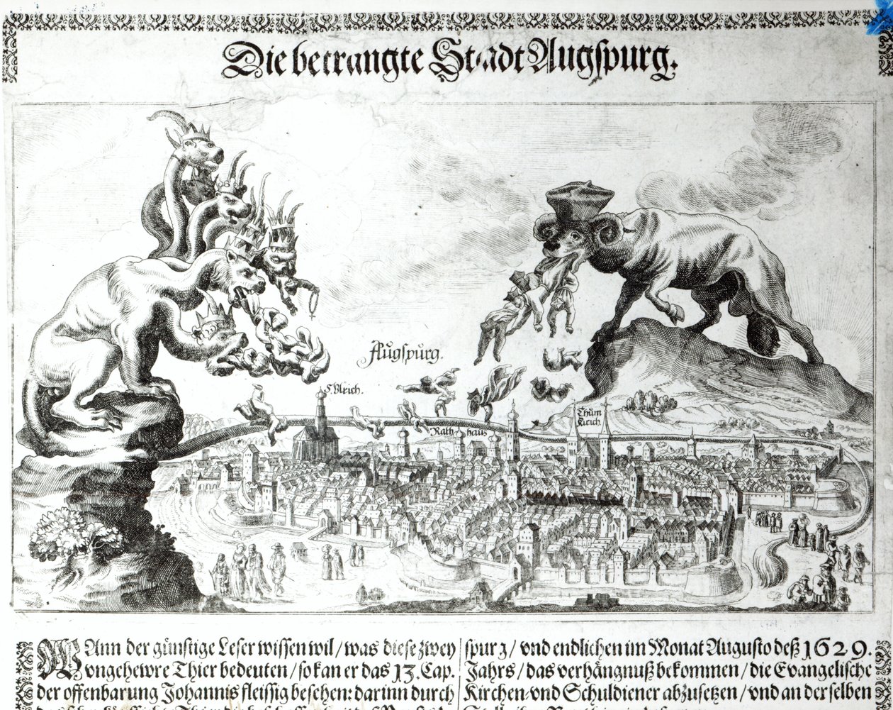 La città di Augusta costretta ad accettare la dominazione cattolica nel 1629 da German School