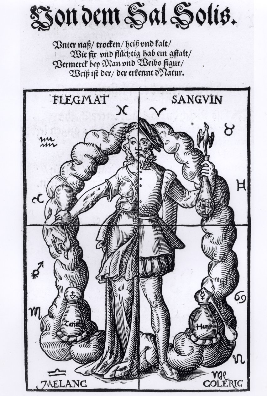 I quattro umori, da Quinta Essentia di Leonhart Thurneisser zun Thurn pubblicato a Lipsia, 1574 da German School