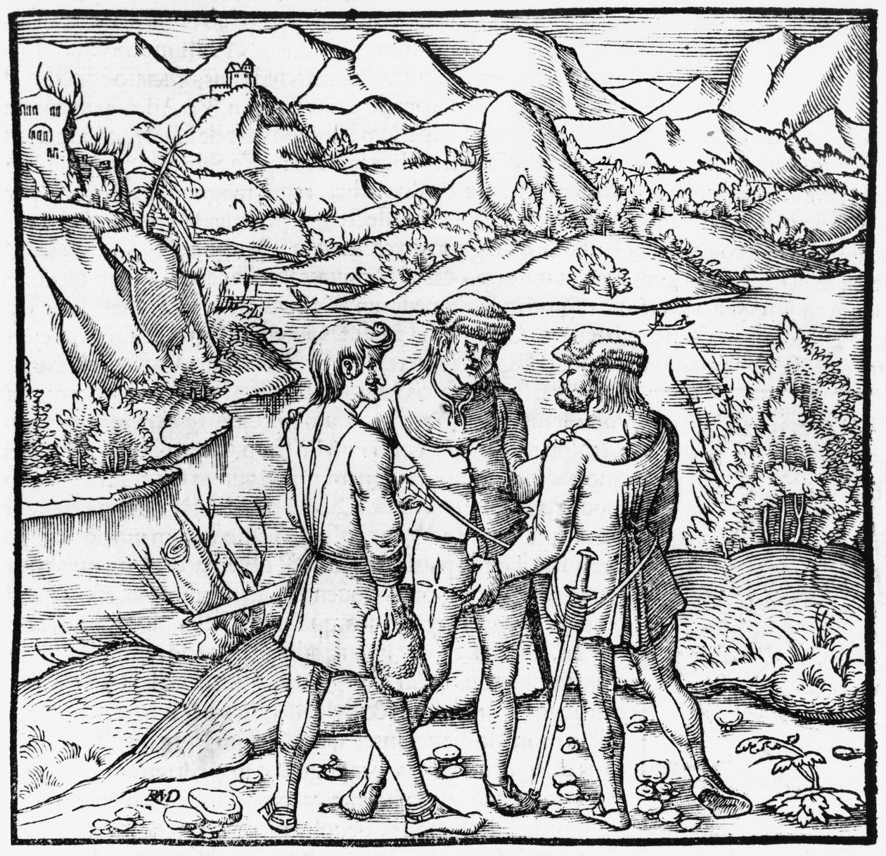 Il giuramento del Rutli, illustrazione da Cosmographie Universelle di Sebastien Munster (1488-1552) Basilea, pubblicato nel 1559 da German School