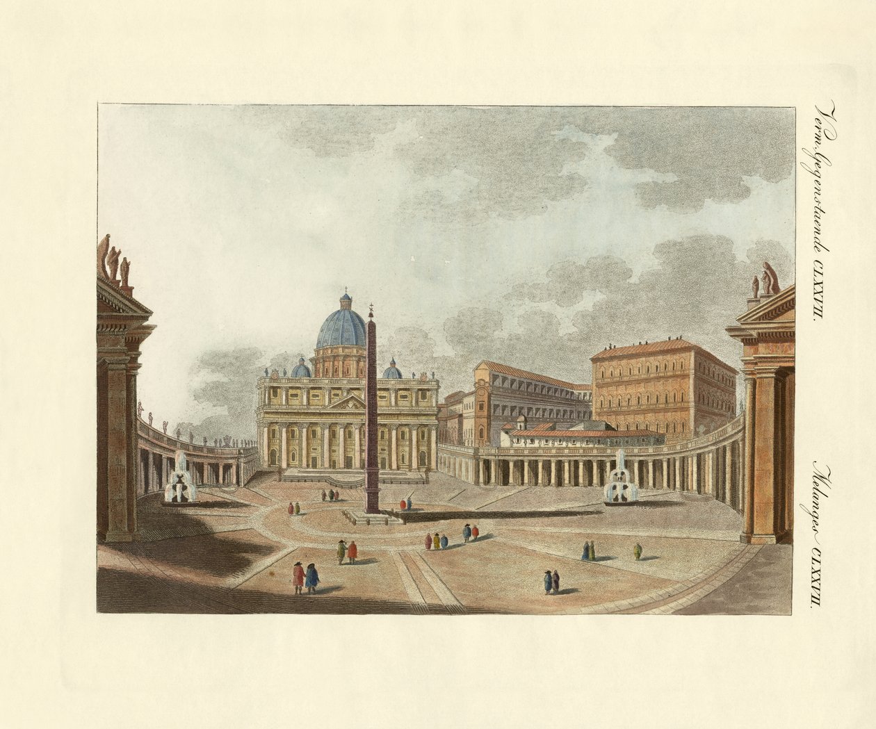 La Cattedrale di San Pietro a Roma (incisione colorata) da German School