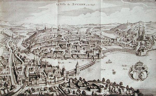 La città di Lucerna, Svizzera, da 