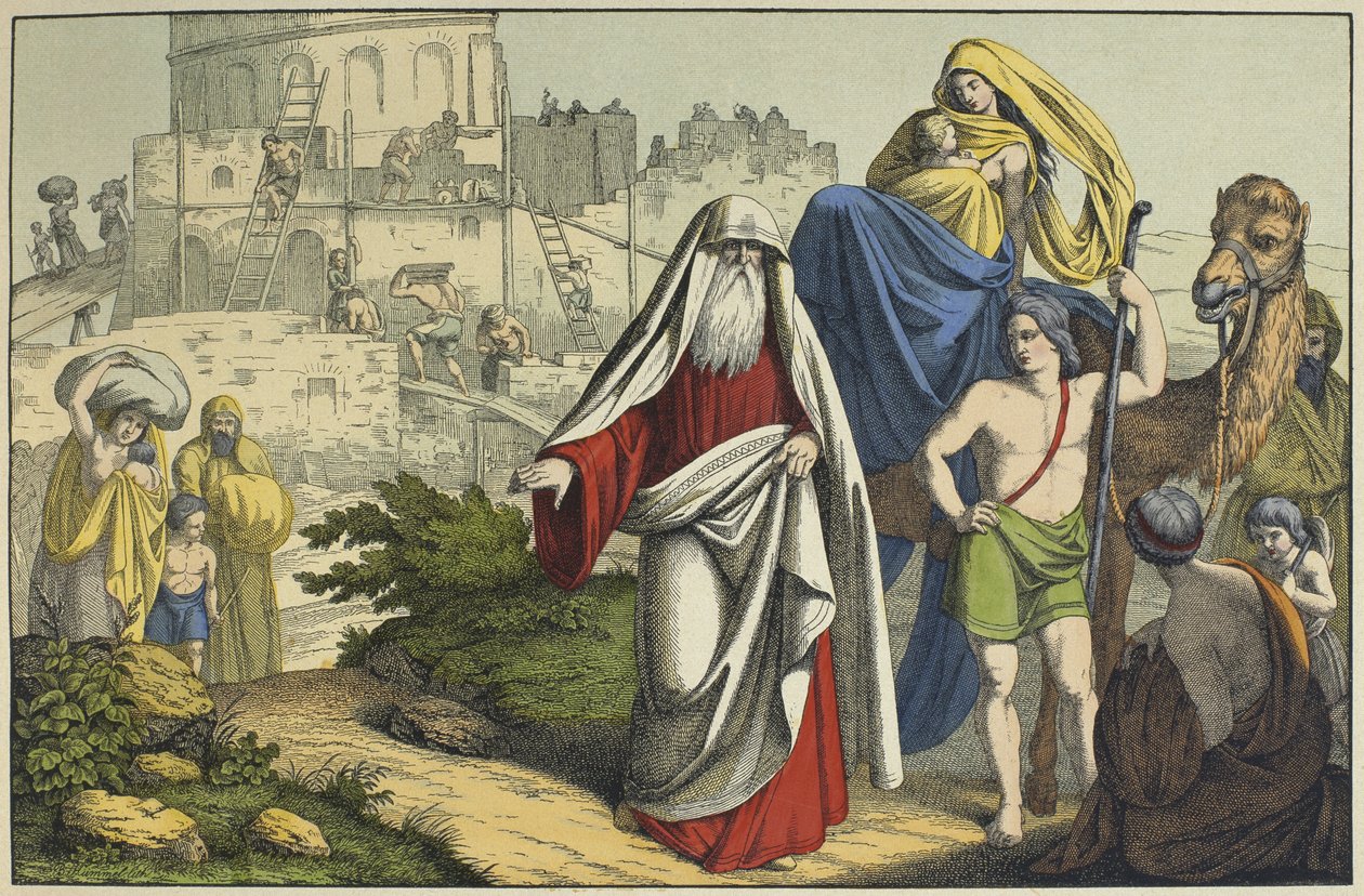 La costruzione della Torre di Babele, illustrazione da L