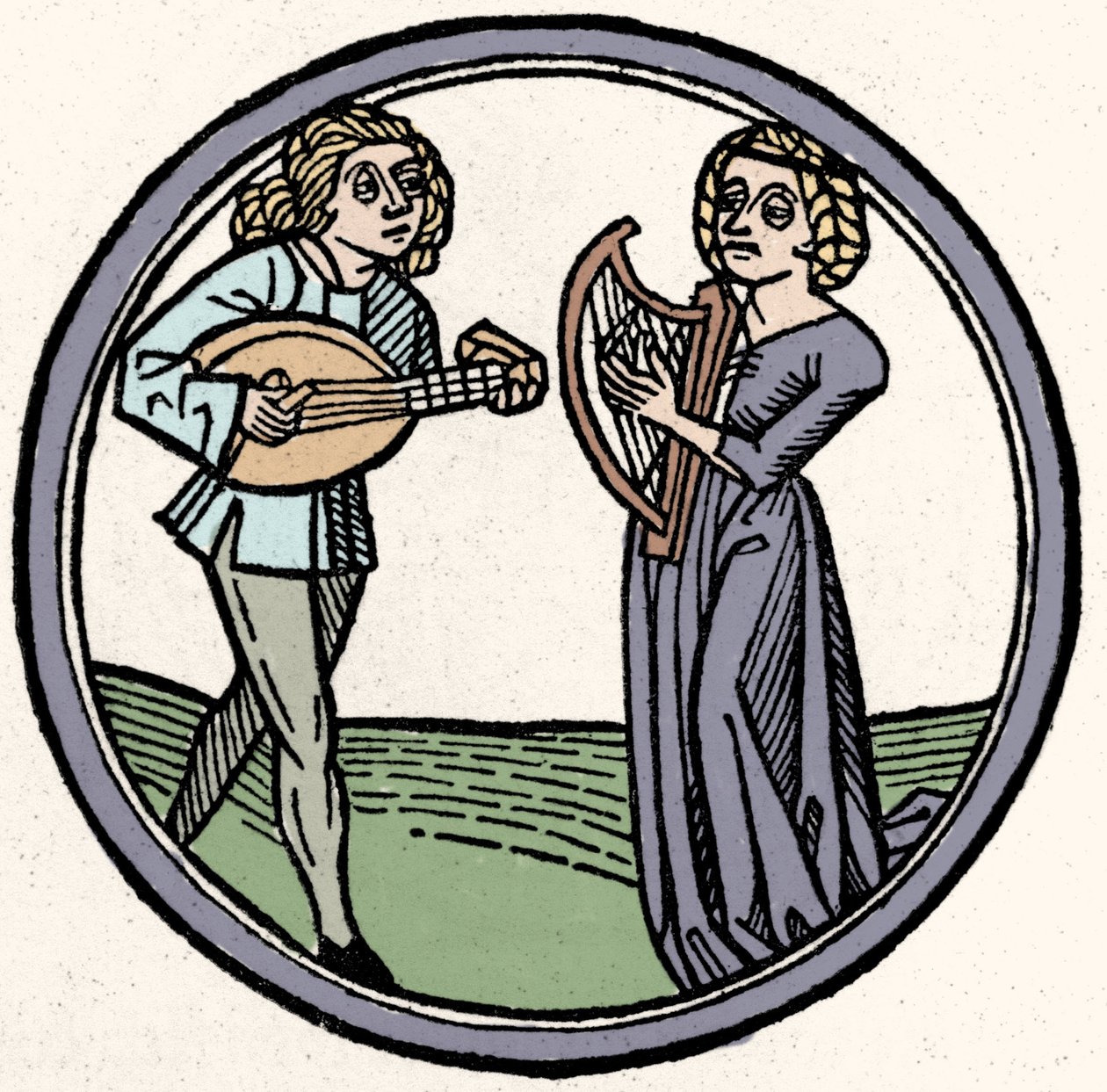 I quattro temperamenti: flemmatico. Xilografia, Augusta 1480 da German School