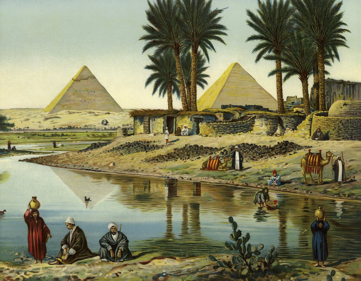 Le piramidi di Gizeh (chromolitho) da German School