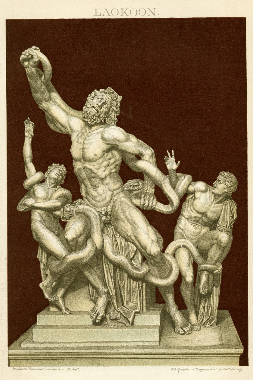 Laocoonte e i suoi figli c.1890 (cromolitografia a colori) da German School