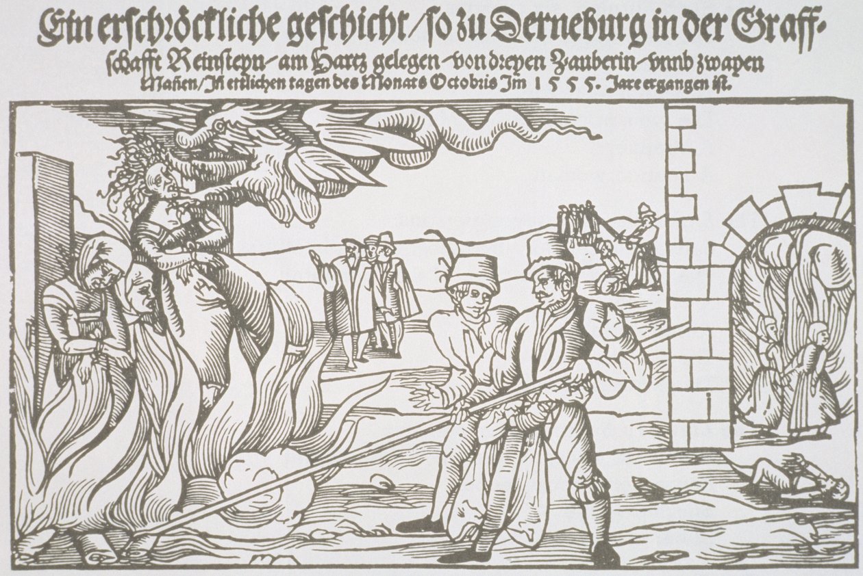 Tre streghe bruciate vive, illustrazione di un opuscolo da German School