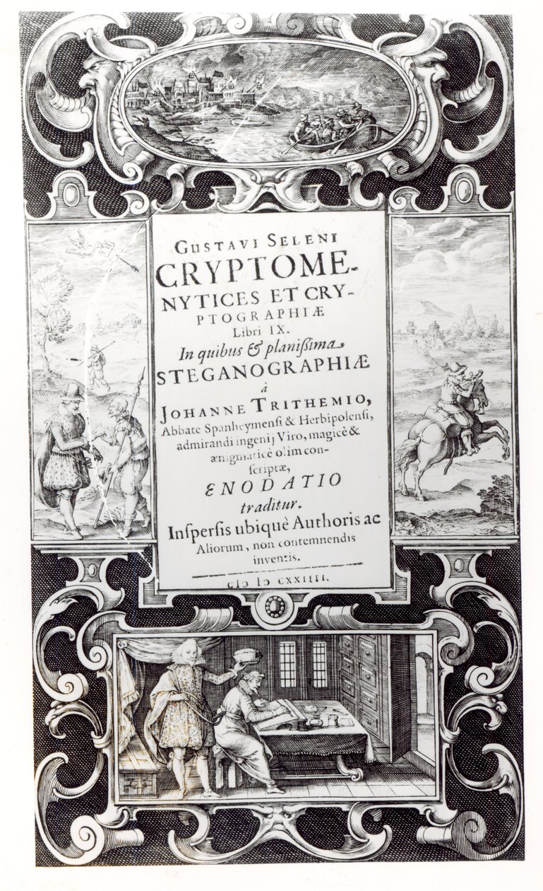 Pagina del titolo del Libro 9 di Cryptomenysis e Cryptography di Gustavus Selenus (Augustus, Duca di Brunswick), 1624 da German School