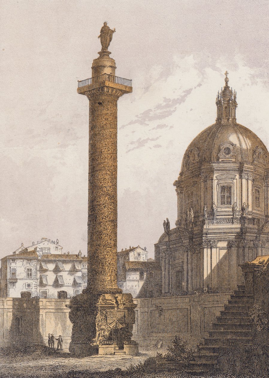 Colonna Traiana, Roma (litografia a colori) da German School