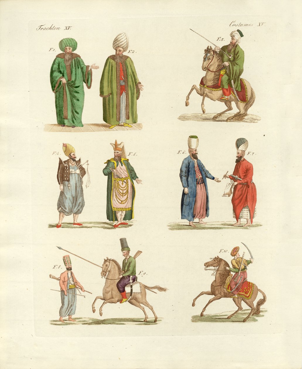 Costumi nazionali turchi (incisione colorata) da German School