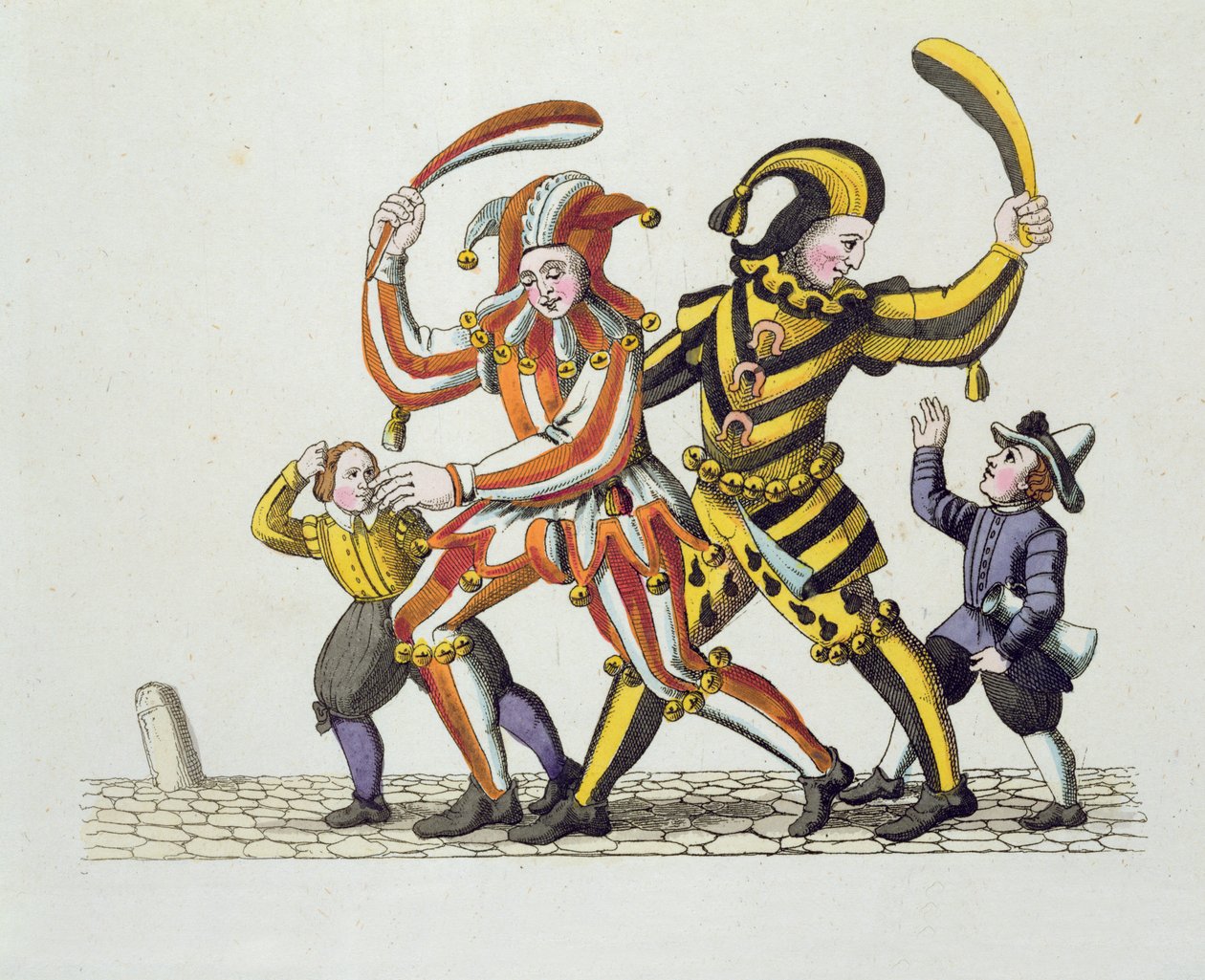 Due giullari che giocano con i bambini, dalle usanze e pratiche di Norimberga antica nei giochi e nelle canzoni, ripubblicato 1831 da German School