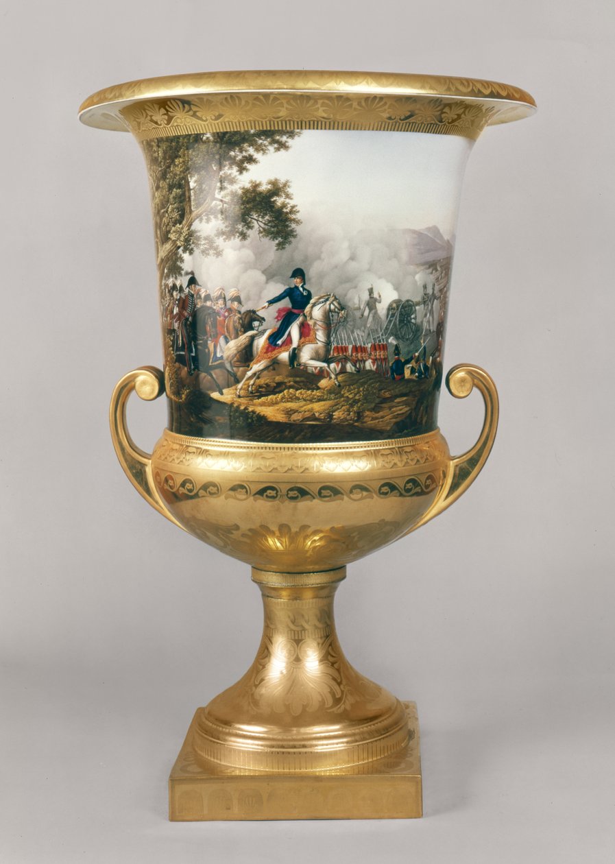 Urna raffigurante il Duca di Wellington in una scena di battaglia dal Servizio da Cena Prussiano, Berlino, 1816-19 da German School