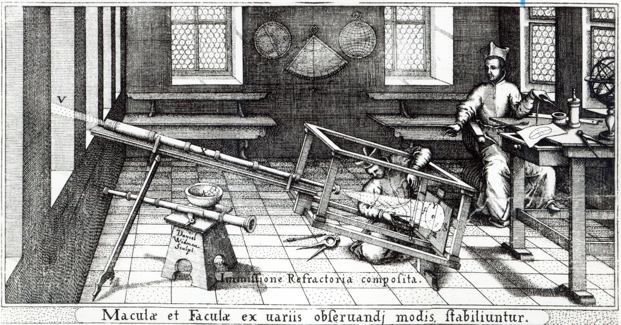 Vari metodi di osservazione delle macchie solari, illustrazione da 