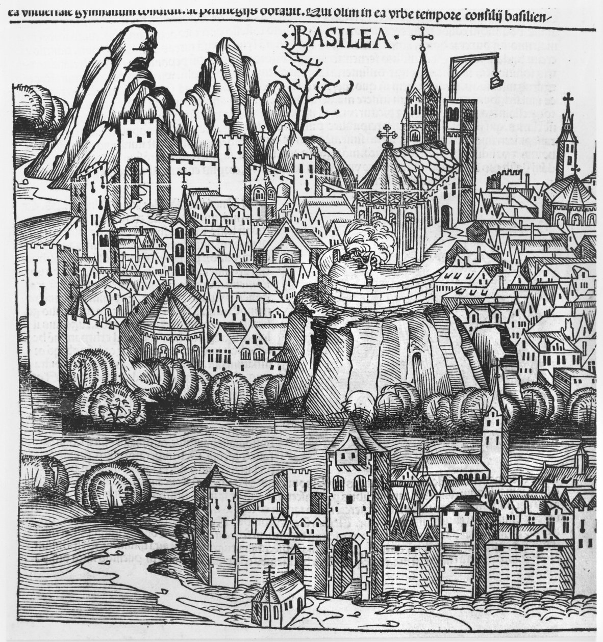 Veduta di Basilea, illustrazione dalla Cronaca di Norimberga di Hartmann Schedel (1440-1514) 1493 da German School