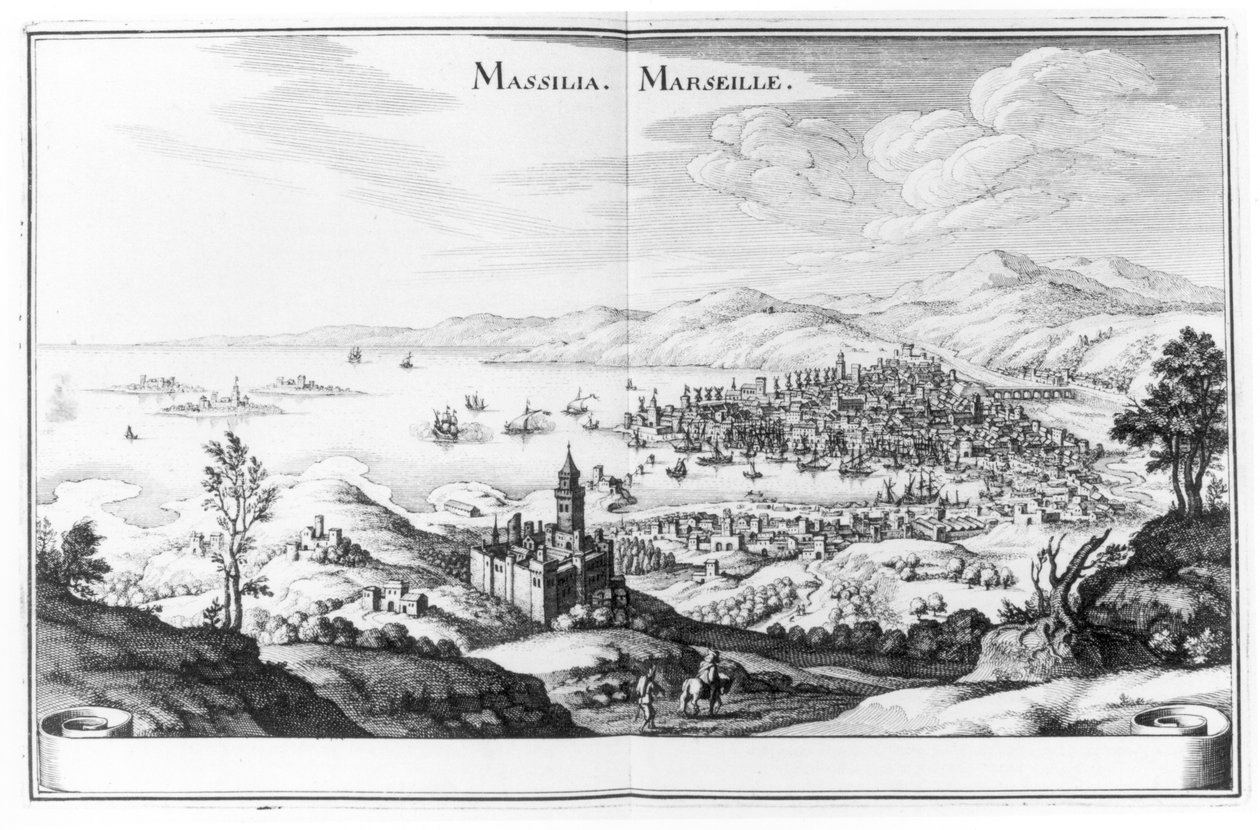 Veduta di Marsiglia, da Topographia Galliae di Martin Zeiller, pubblicato 1655-61 da German School