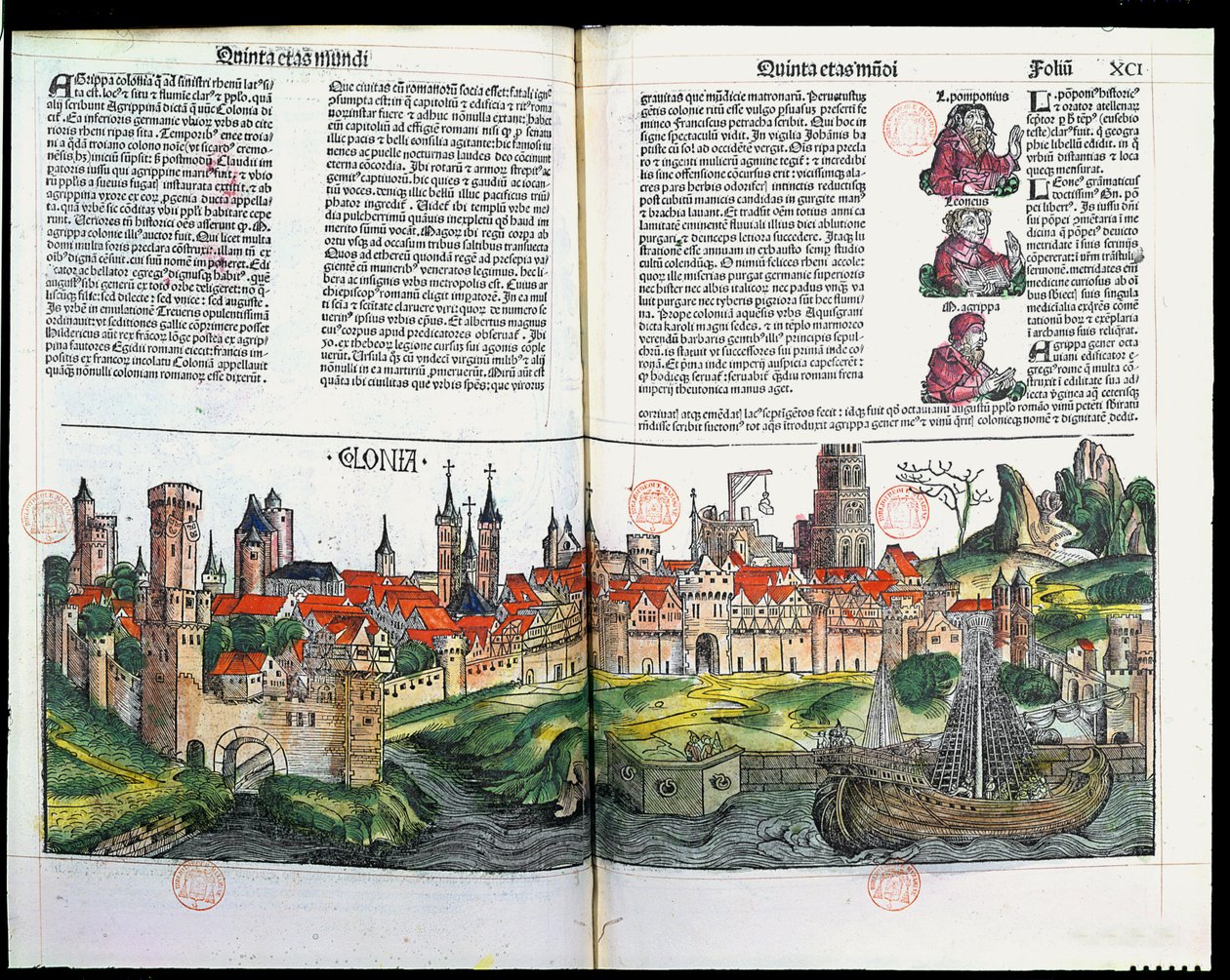 Veduta della città di Colonia, dalla Cronaca di Norimberga di Hartmann Schedel, 1493 da German School