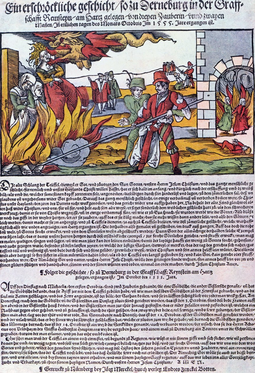 Streghe bruciate a Derneburg nel 1555 da German School