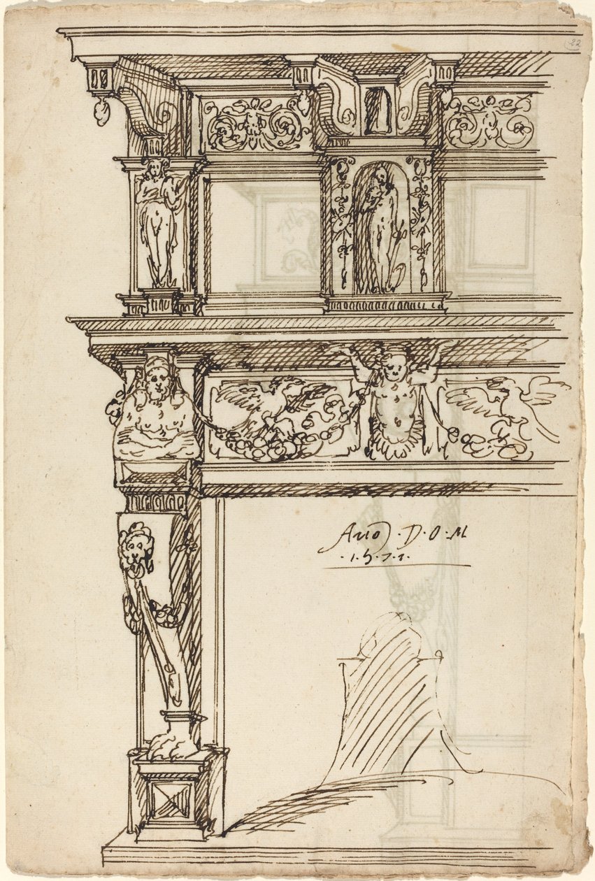 Camino palaziale con Mercurio e Speranza [recto] da German or Austrian 16th Century