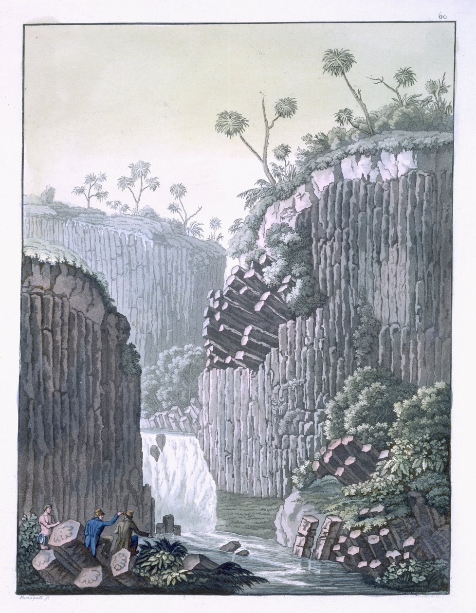 Esploratori con la spedizione di Humboldt nelle scogliere di basalto a Regla, Messico, tavola 60 da 