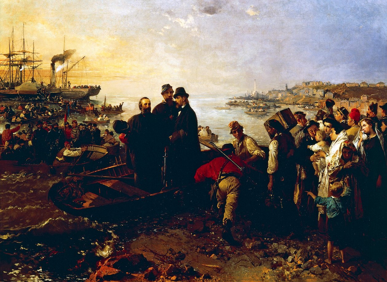 Imbarco dei Mille a Quarto, circa 1860 da Gerolamo Induno