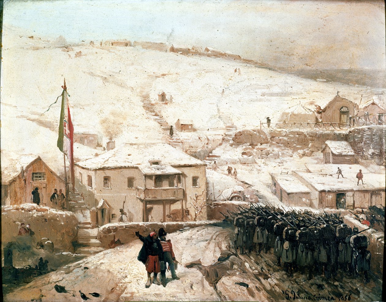 Il quartier generale dei piemontesi in Crimea da Gerolamo Induno