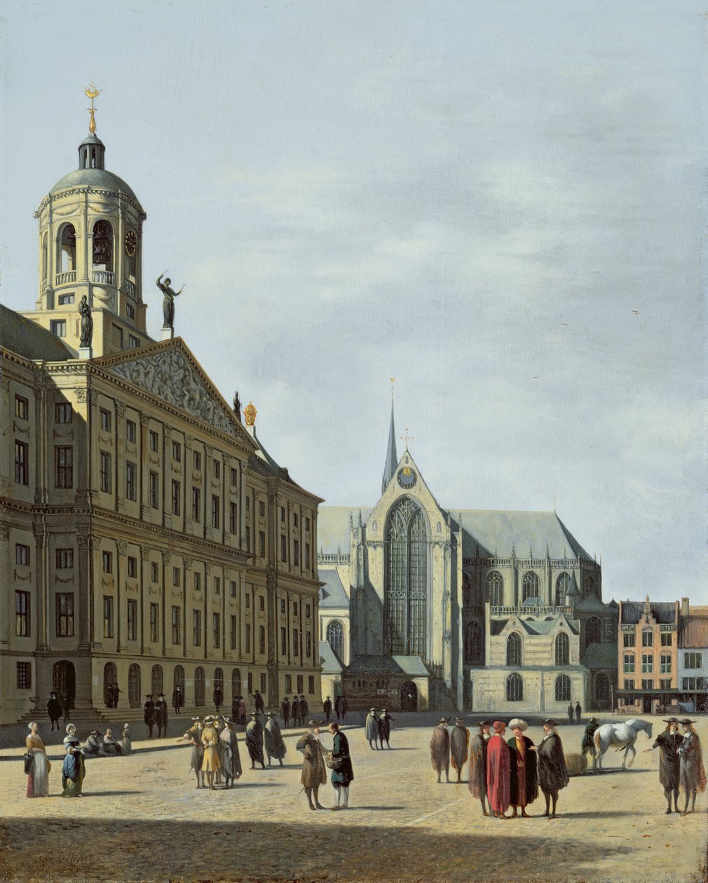 Veduta di Amsterdam, con la facciata dello Stadhuis e la Nieuwe Kerk da Gerrit Adriaensz Berckheyde