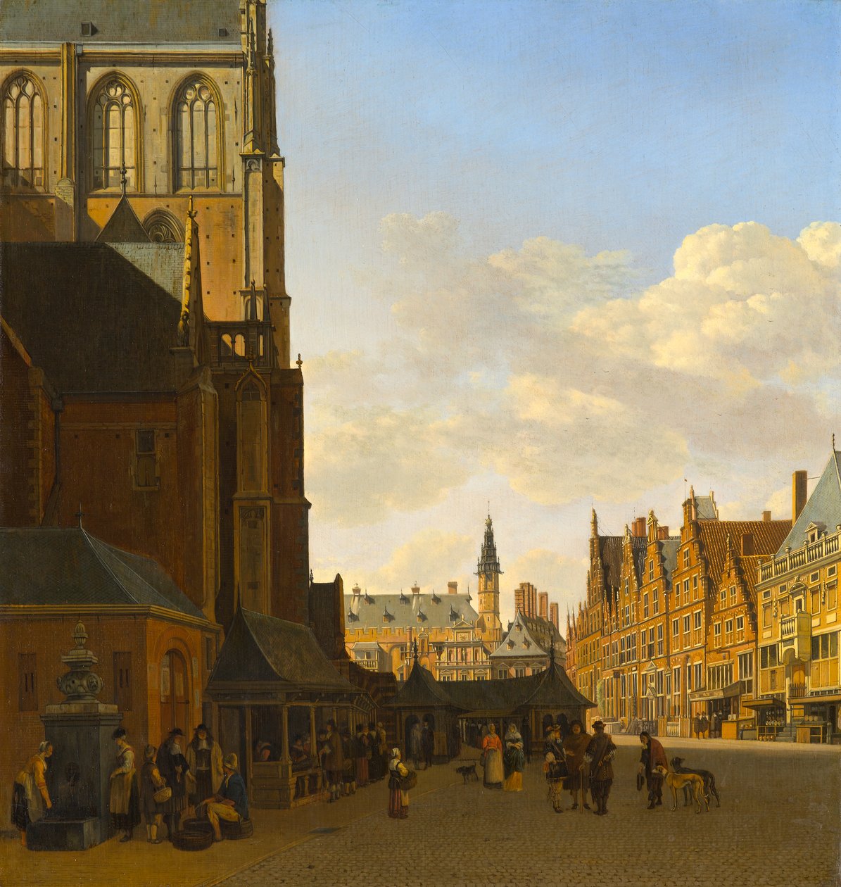 Il Mercato del Pesce e la Grote Kerk a Haarlem, c.1675-1680 da Gerrit Adriaensz Berckheyde