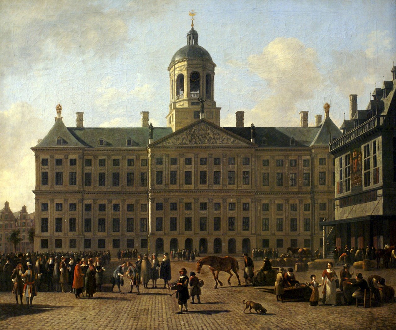 Tedesco: Piazza Dam ad Amsterdam con il municipio e la bilancia Il municipio di Amsterdam in Piazza Dam da Gerrit Adriaenszoon Berckheyde