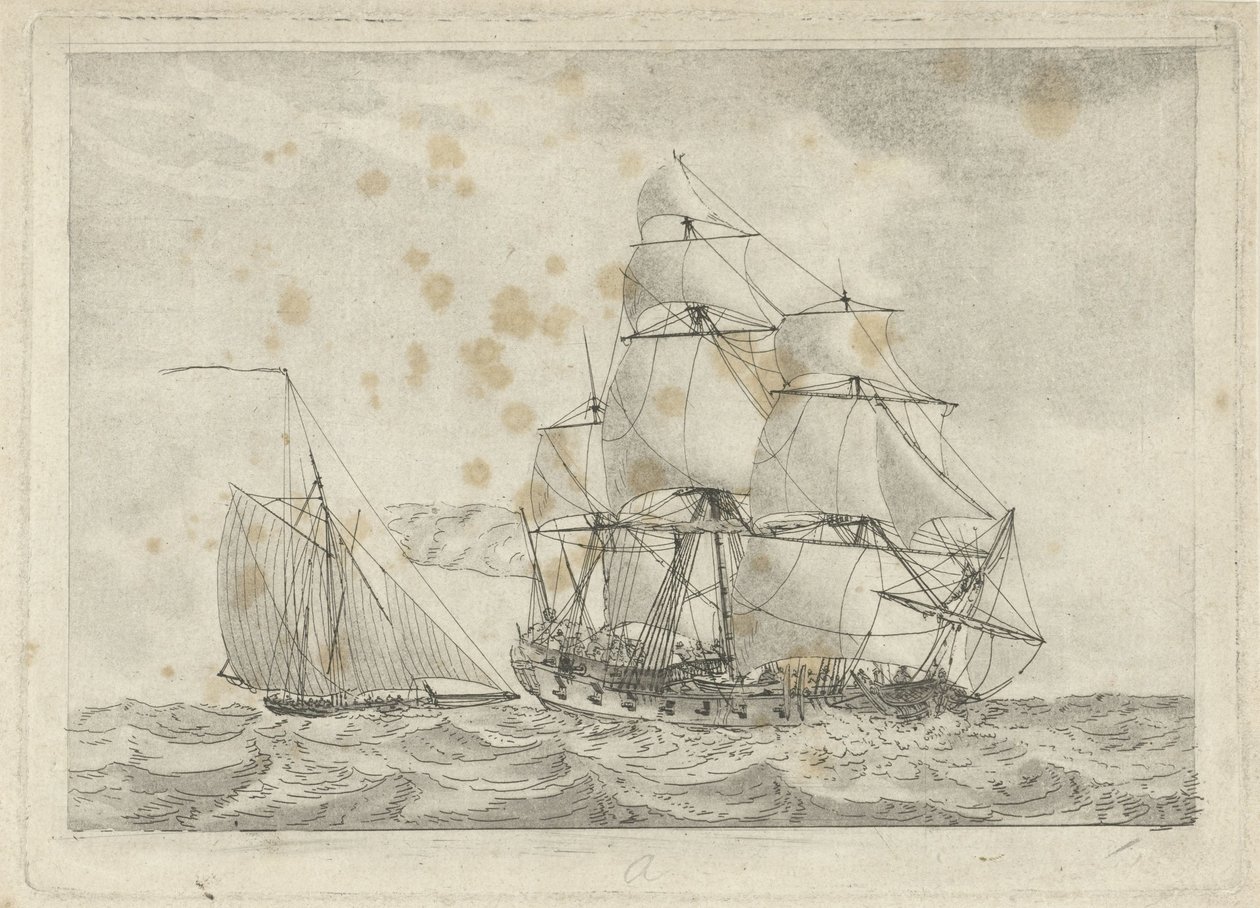 Cutter e una fregata da guerra da Gerrit Groenewegen