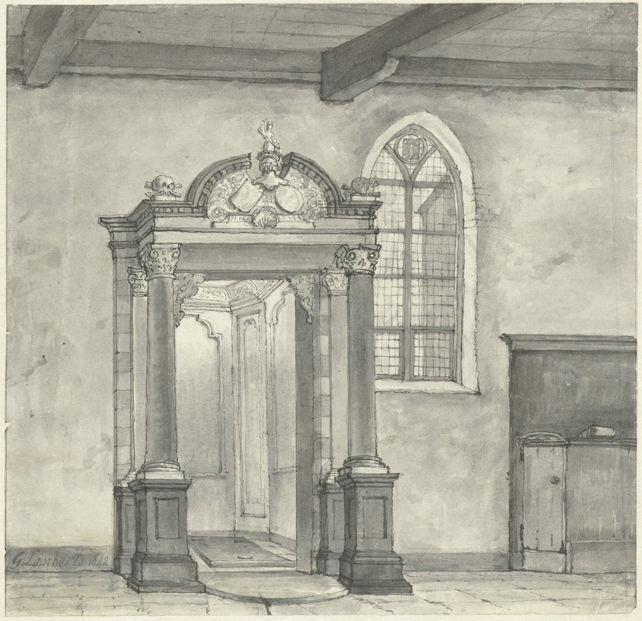 Ingresso alla cappella con la cripta dei Signori di Zandvoort, nella chiesa di Zandvoort da Gerrit Lamberts