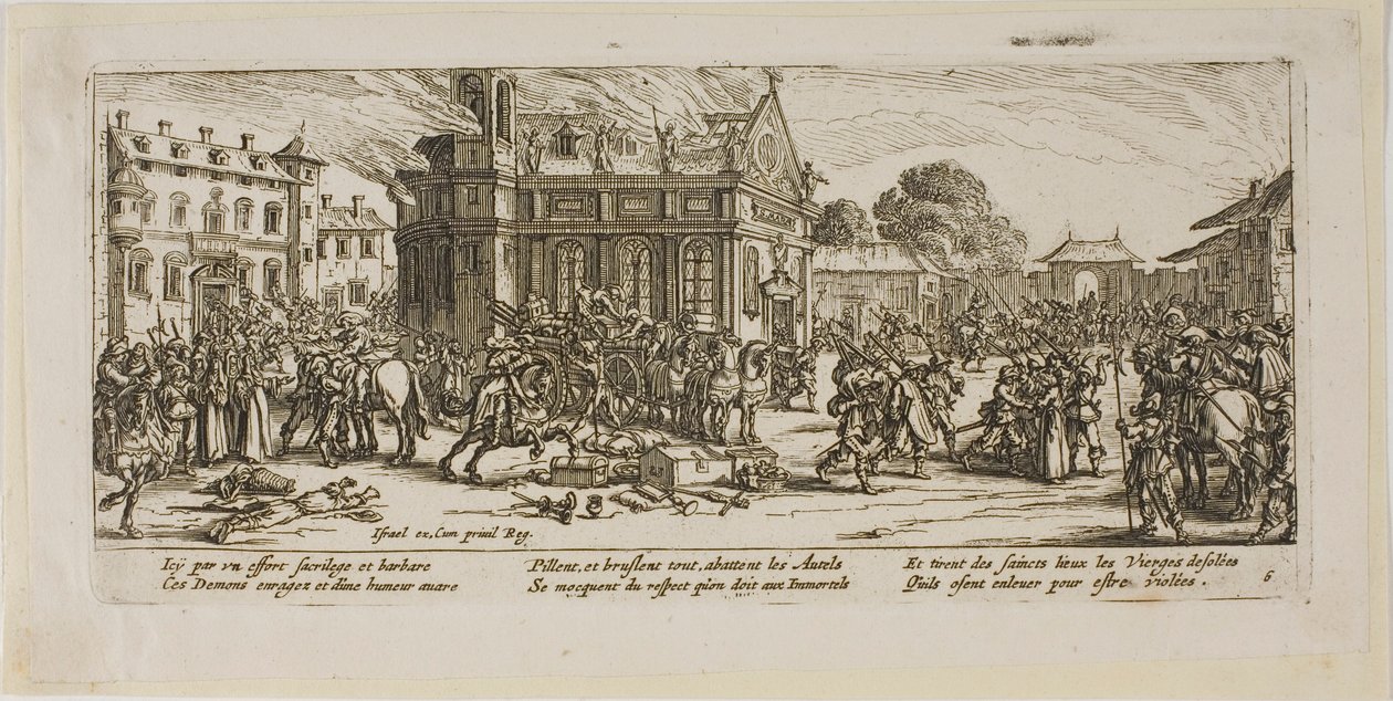 Distruzione di un convento, sesta tavola da Le grandi miserie della guerra da Gerrit Lucasz van Schagen