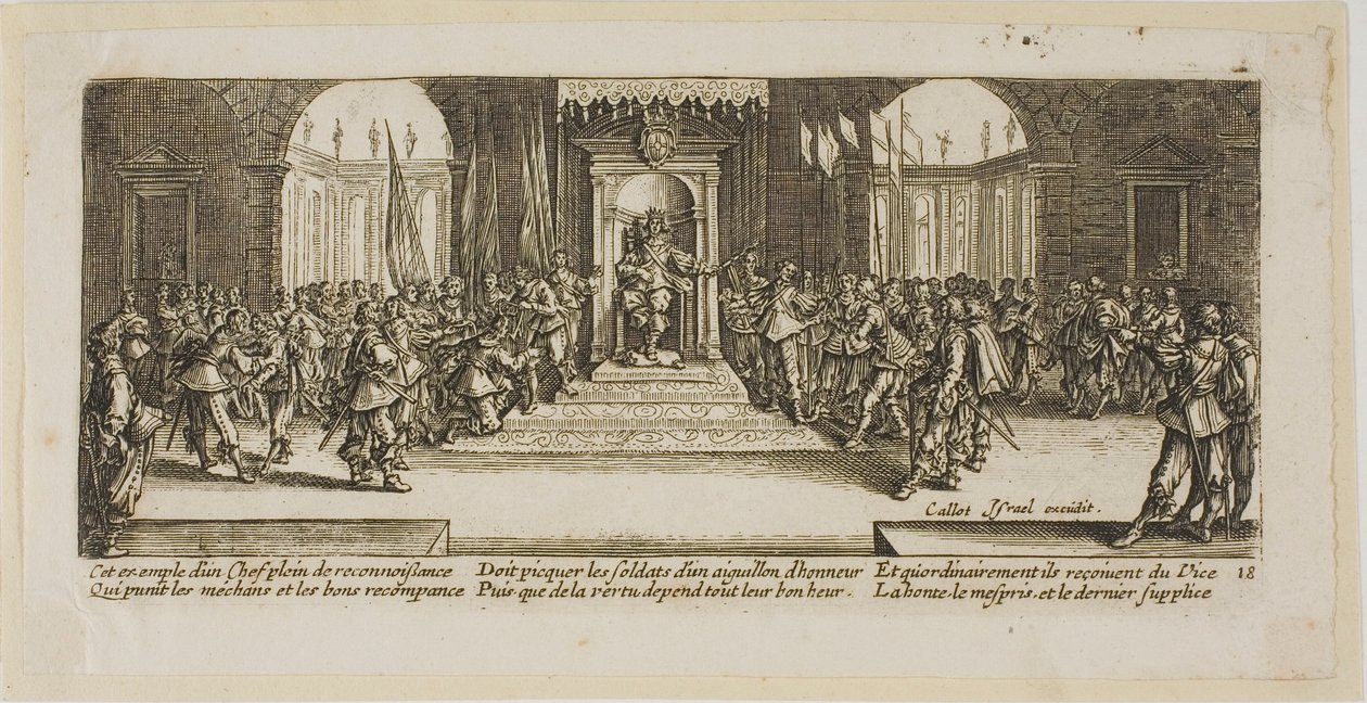 Distribuzione delle ricompense, tavola diciotto da Le grandi miserie della guerra da Gerrit Lucasz van Schagen