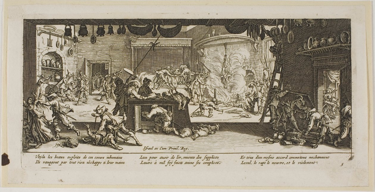 Saccheggio di una grande fattoria, tavola cinque da Le grandi miserie della guerra da Gerrit Lucasz van Schagen