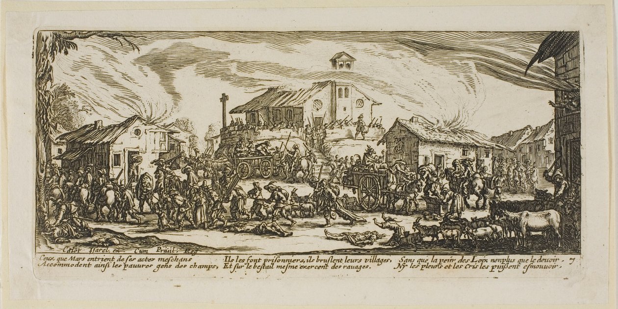 Saccheggio e incendio di un villaggio, tavola sette da Le grandi miserie della guerra da Gerrit Lucasz van Schagen