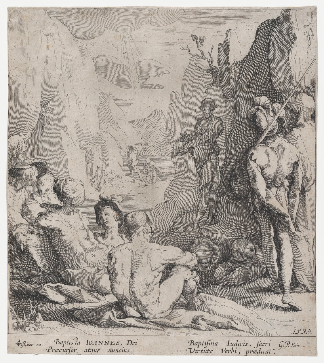 San Giovanni Battista predica, 1593 da Gerrit Pietersz Sweelink