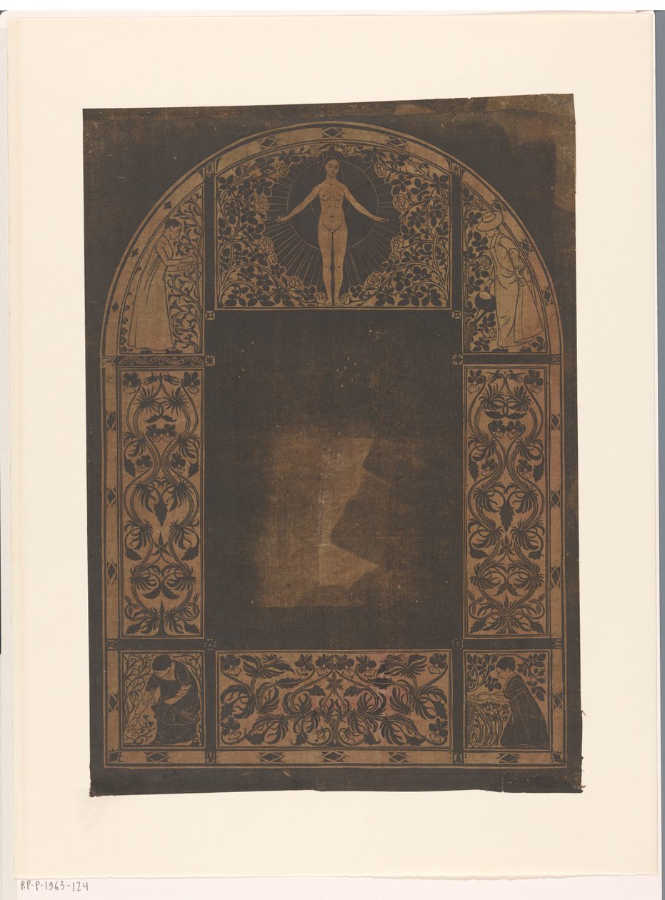 Progetto per la cornice di un calendario per il 1901 con donne e fiori da Gerrit Willem Dijsselhof
