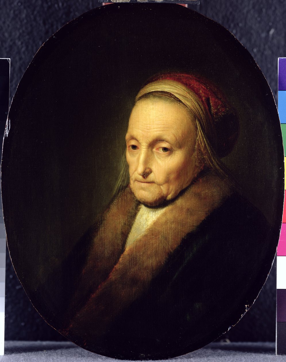 Testa di una vecchia con un colletto di pelliccia da Gerrit Dou