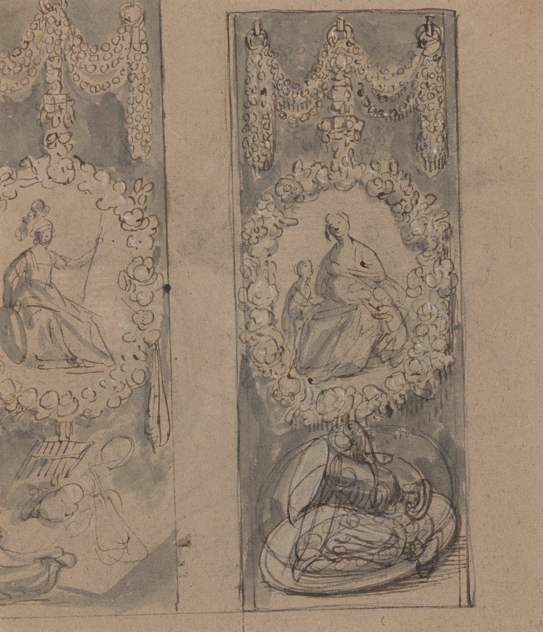 Motivi decorativi con ghirlande (verso) da Gerrit van Honthorst
