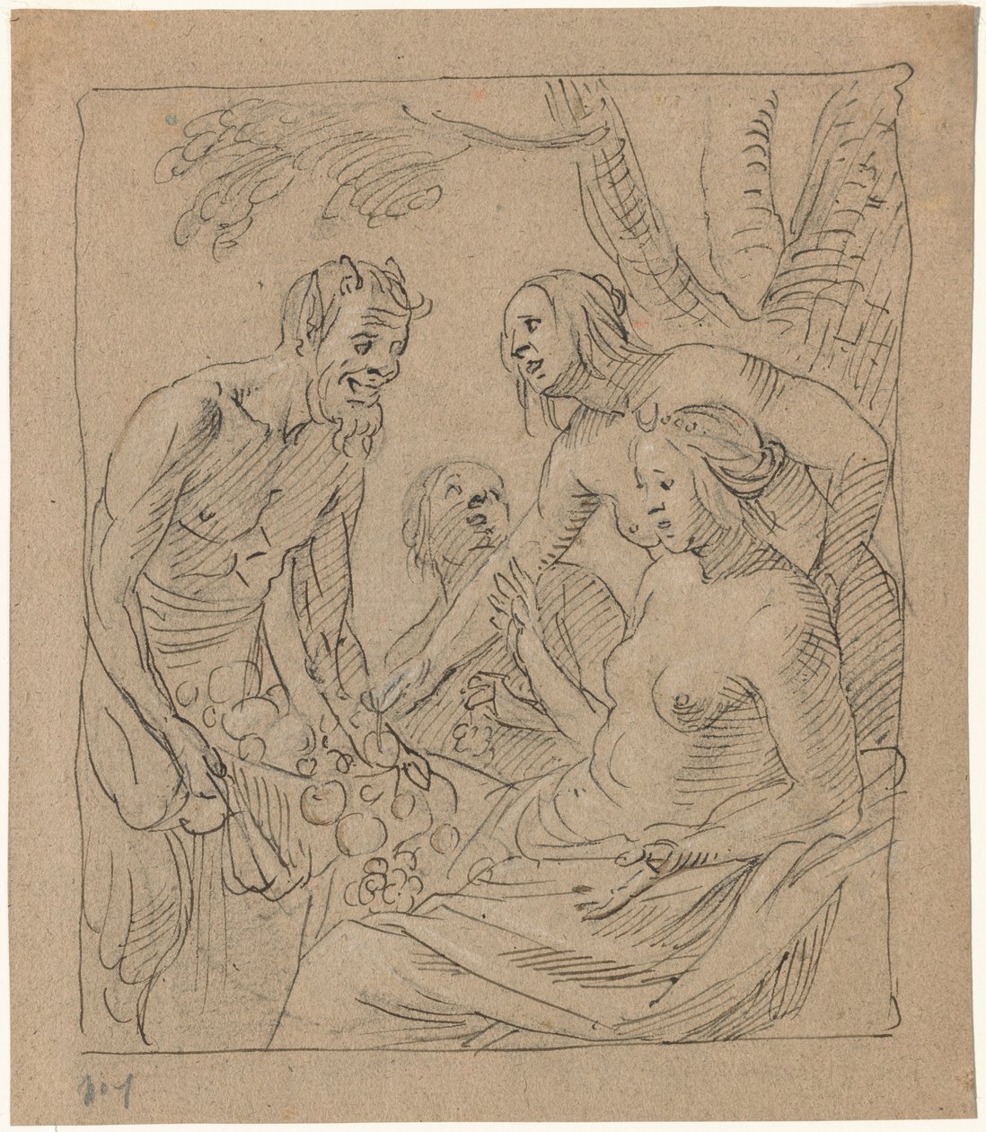 Diana e due ninfe che ricevono doni da un satiro (recto) da Gerrit van Honthorst