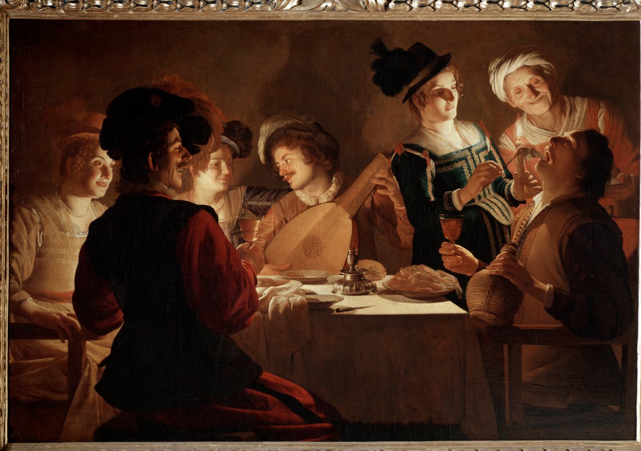 Cena con un suonatore di liuto da Gerrit van Honthorst