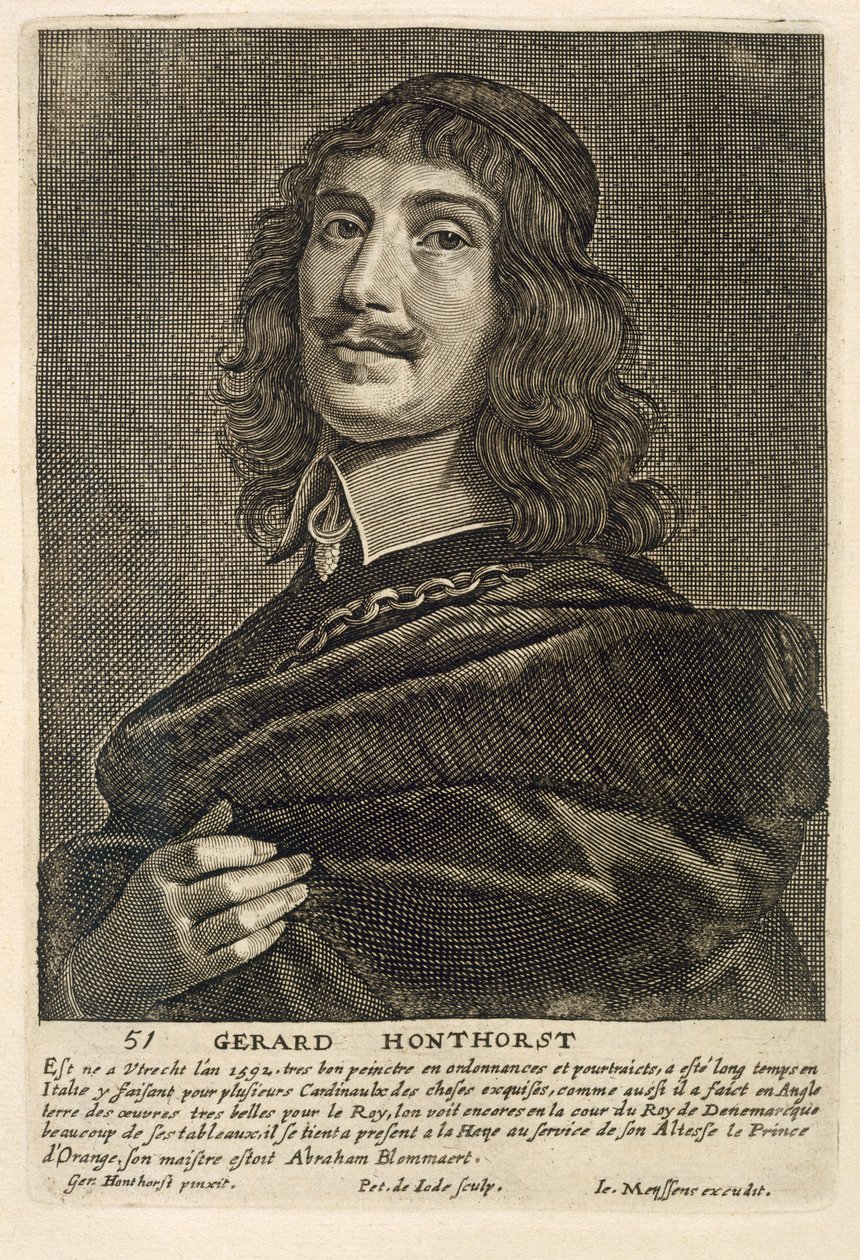 Autoritratto, inciso da Johannes Meyssens (1612-70) da Gerrit van Honthorst