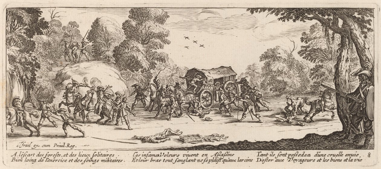Attacco a una carrozza da Gerrit van Schagen after Jacques Callot