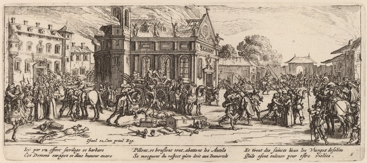Distruzione di un convento da Gerrit van Schagen after Jacques Callot