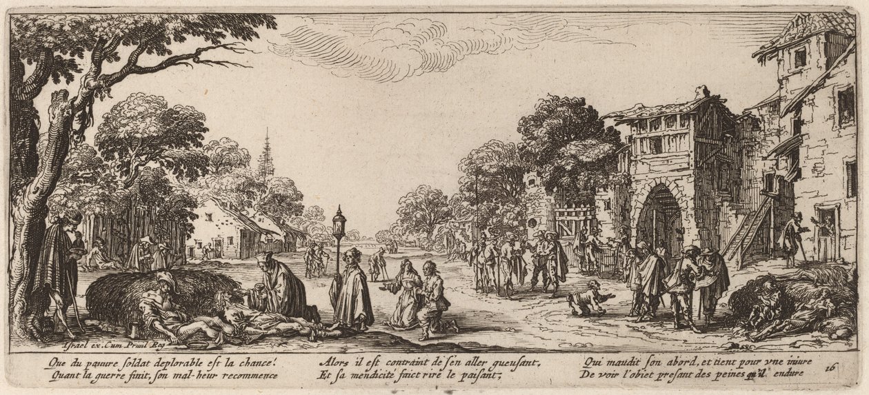 Soldati morenti sul ciglio della strada da Gerrit van Schagen after Jacques Callot