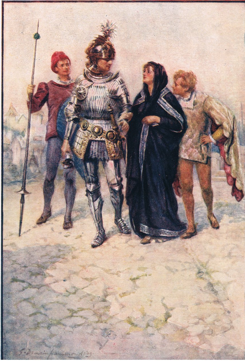 Il principe Artù guida Belge e i suoi figli nel castello, Storie della Regina delle Fate pubblicate da George Harrap and Company da Gertrude E. Demain (after) Hammond