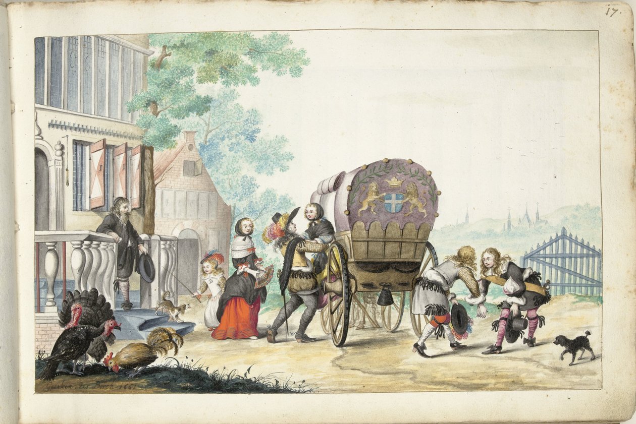 Arrivo a una villa da Gesina ter Borch (signed by artist)