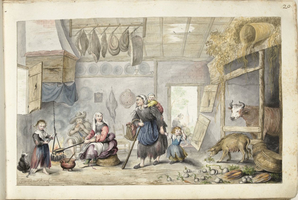 Interno di contadini (Carità o Povertà) da Gesina ter Borch (signed by artist)