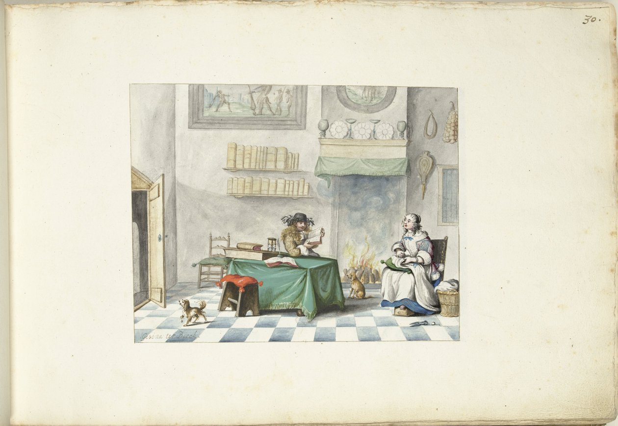 Signore che legge a una signora da Gesina ter Borch (signed by artist)