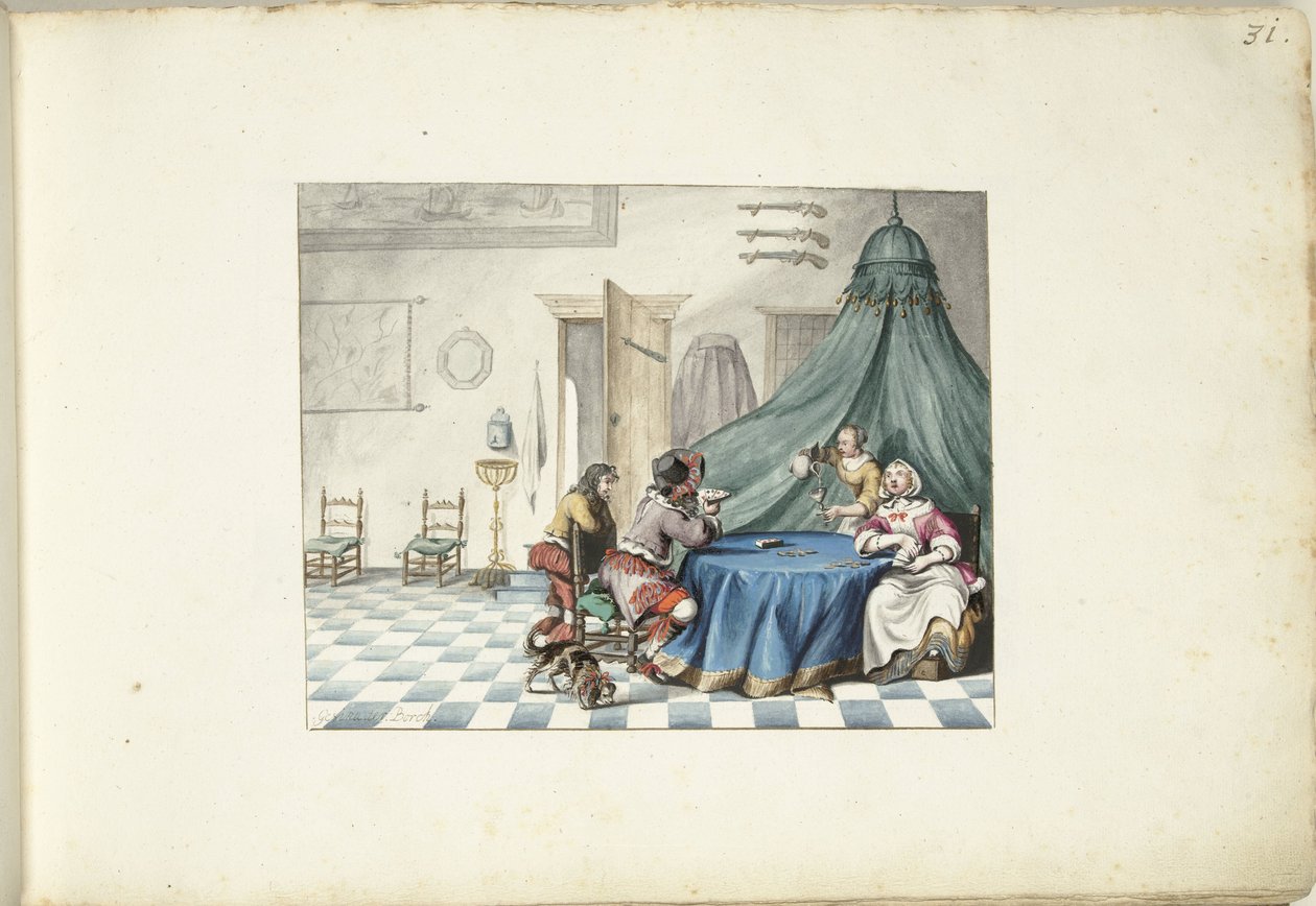 Giocatori di carte in un interno da Gesina ter Borch (signed by artist)