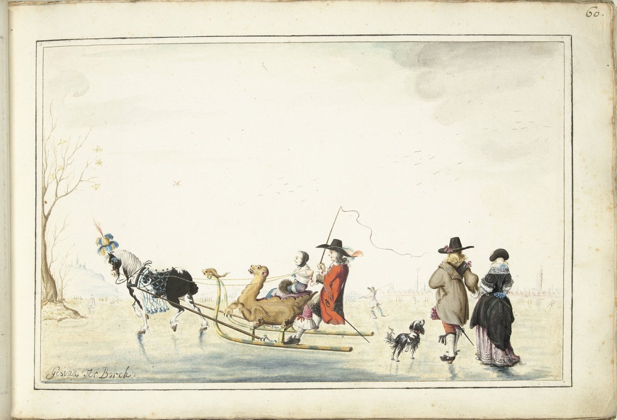 Slitta sul ghiaccio da Gesina ter Borch (signed by artist)